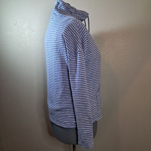 Carve Designs Organic Long Sleeve Blue Striped Turtleneck Womens Casual Wear MED - Picture 5 of 12